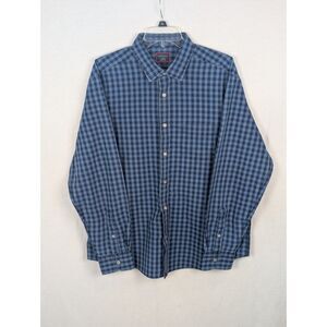 Untuckit Plaid Button Up Shirt Blue Men's Size XL